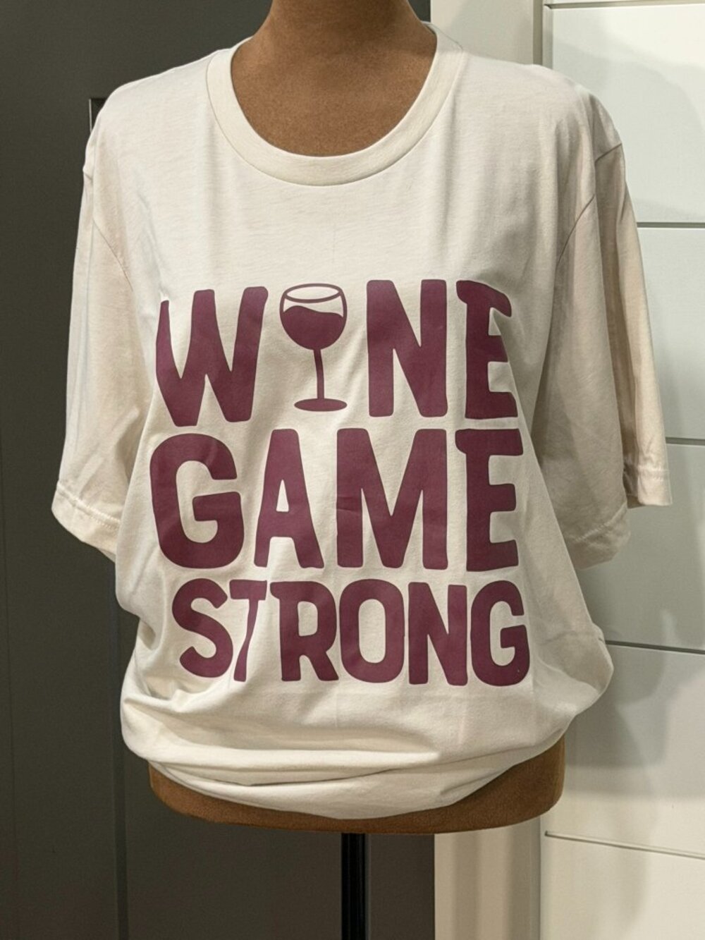 Bella + Canvas Tee XL “Wine Game Strong” Cream NWOT Excellent
